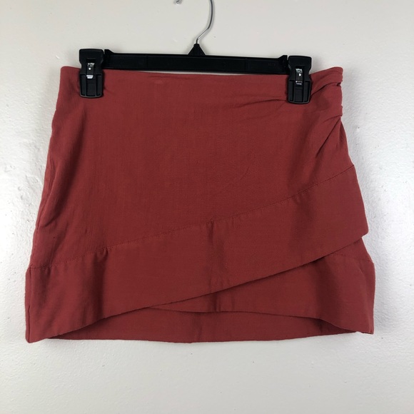 Free People Orange Wrap Mini Skirt - Picture 3 of 7